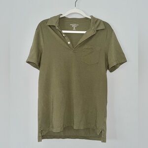 J. Crew Men’s Medium Slim Fit Olive Green Broken-In Knit Goods Collar Polo Shirt